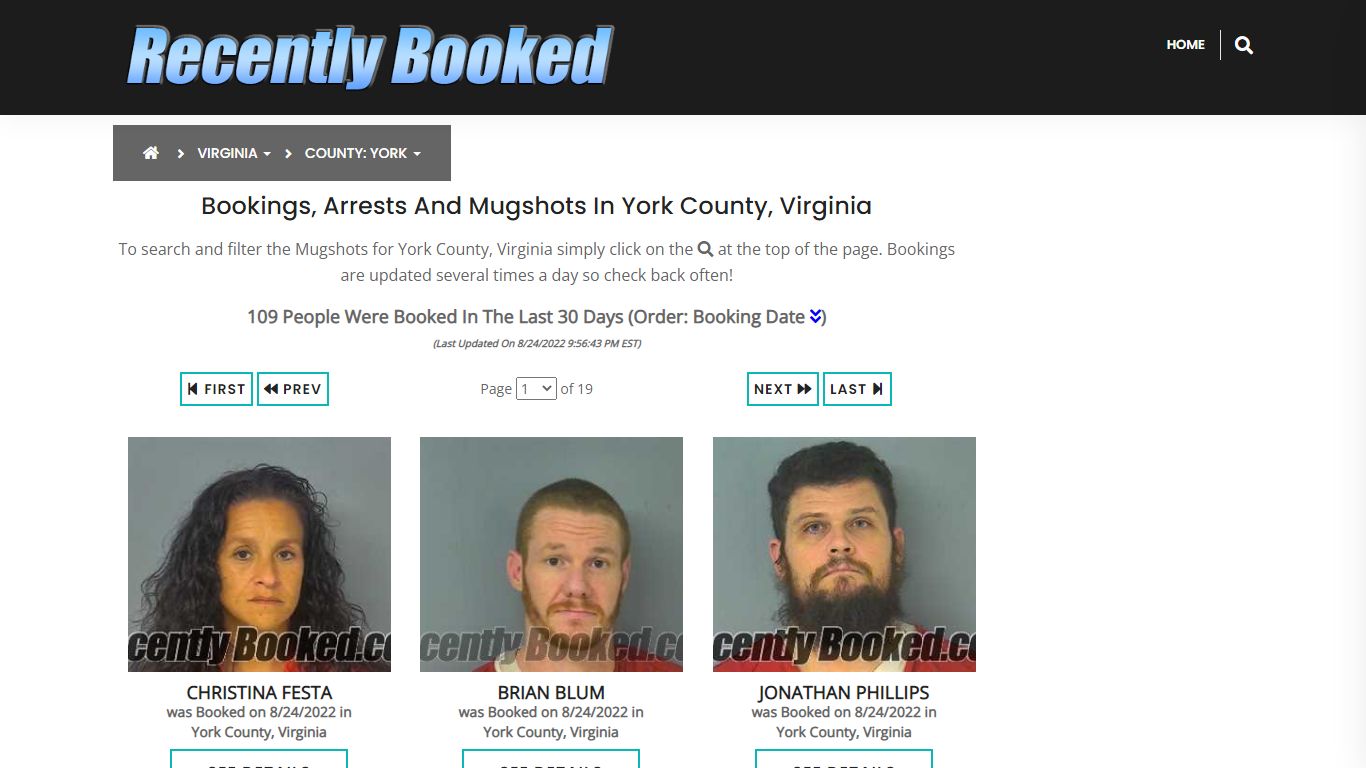 Recent bookings, Arrests, Mugshots in York County, Virginia