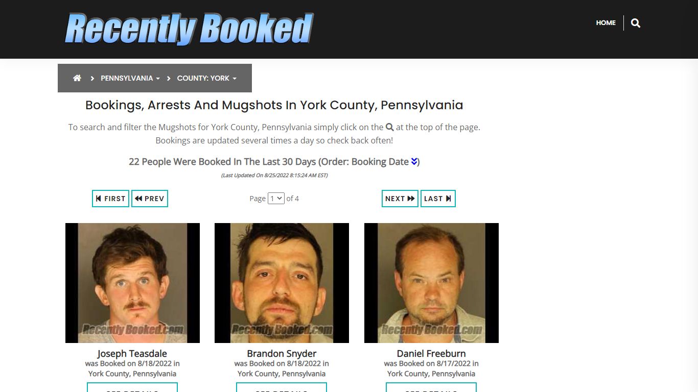 Bookings, Arrests and Mugshots in York County, Pennsylvania